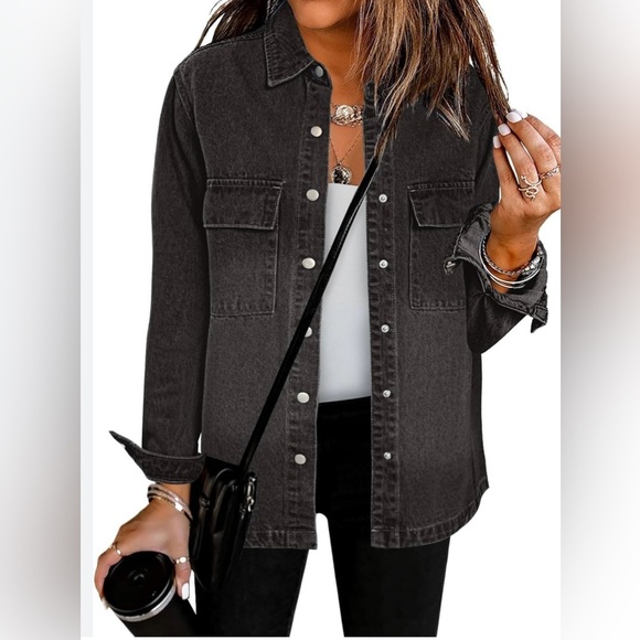 Luvamia Jackets & Blazers - Luvamia Charcoal Denim Jacket
